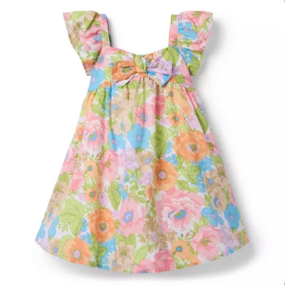 Janie and Jack Pastel Floral Bow Dress. Size 8 girls